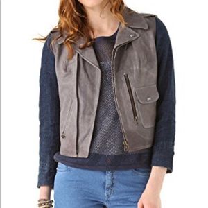 M.i.h. Jeans leather and denim moto jacket